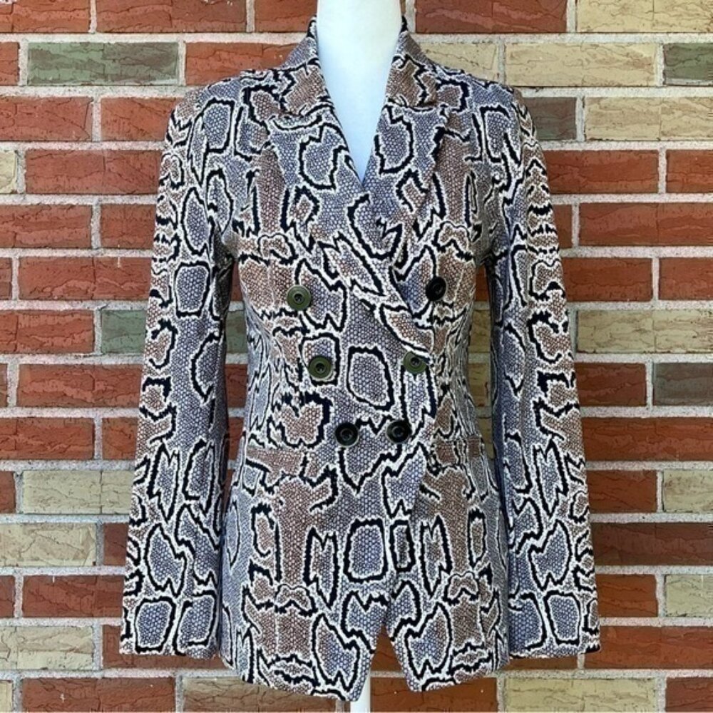 Cabi Python Snake Print Double Breasted Black Bro… - image 1